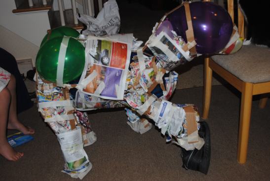 News paper covering and fast running out of tape.