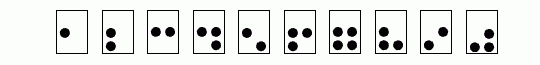 braille nemeth numerals 0 - 1 - 9
